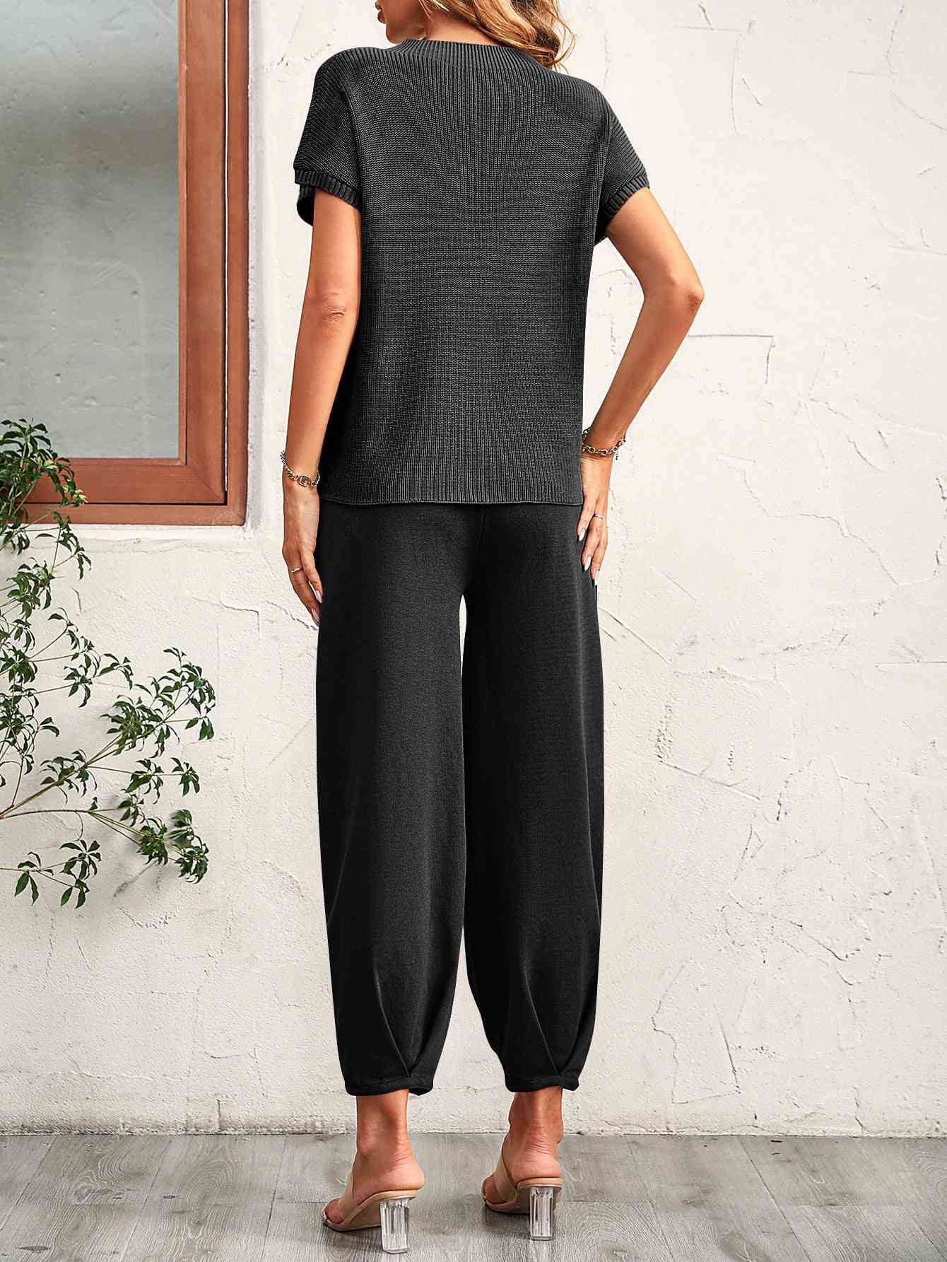 Round Neck Raglan Sleeve Tee and Long Pants Set - More Colors! - In Style Chics Boutique LLC