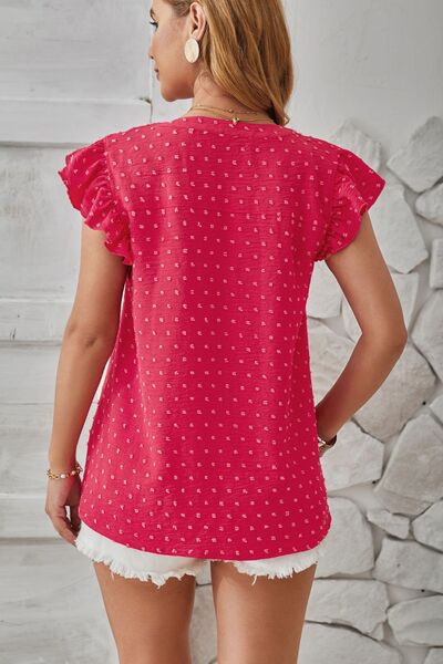 Swiss Dot Ruffled Cap Sleeve T-Shirt - More Color Options - In Style Chics Boutique LLC