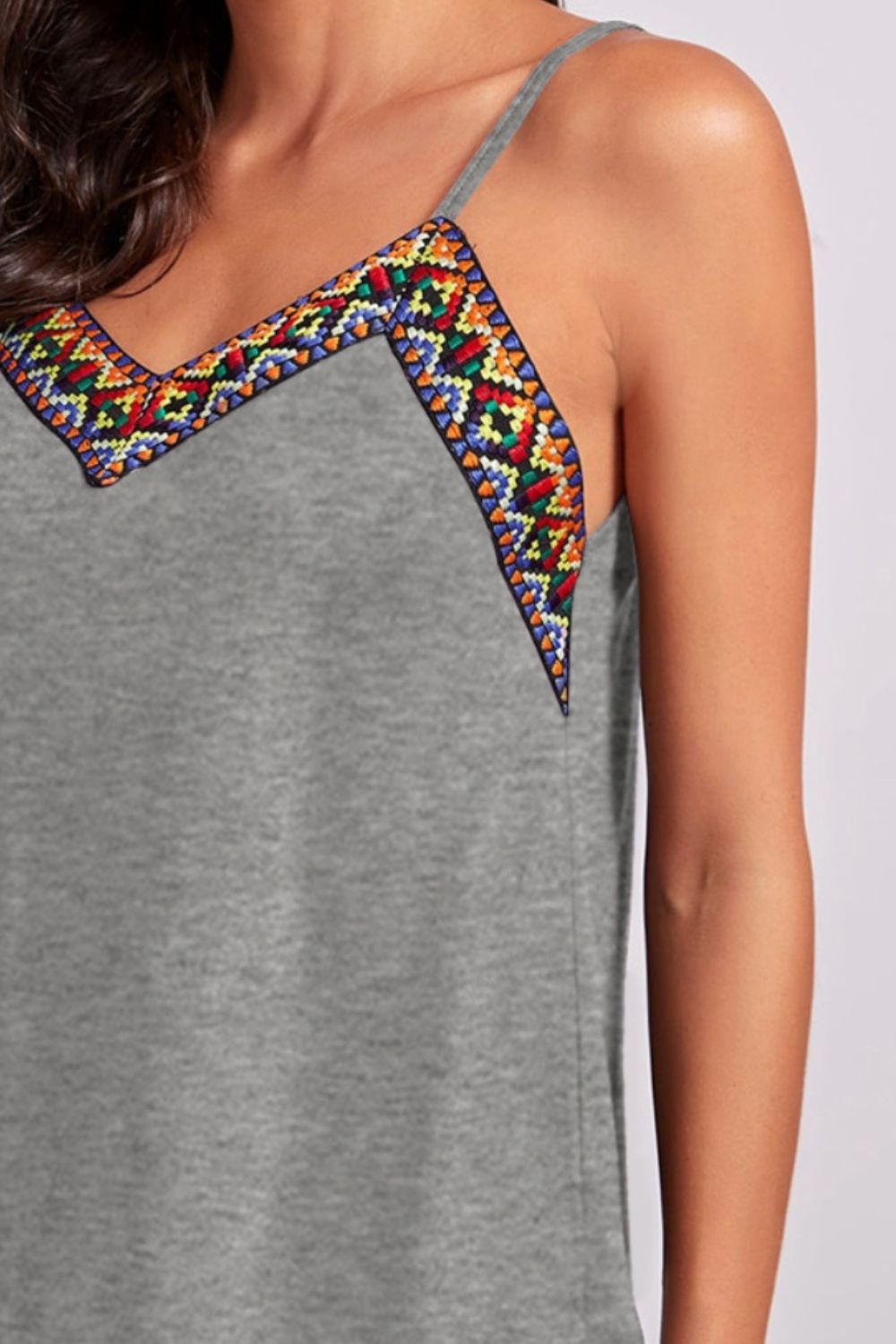 Geometric V-Neck Spaghetti Strap Cami - In Style Chics Boutique LLC