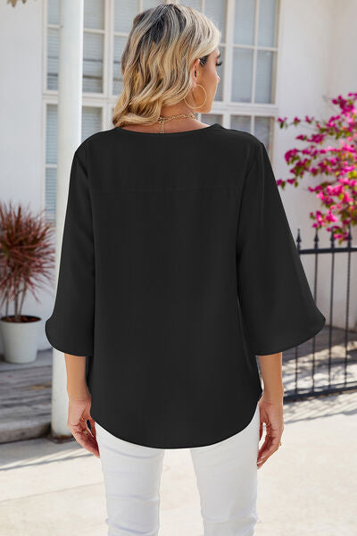 V-Neck Three-Quarter Sleeve Top More Colors! - In Style Chics Boutique LLC