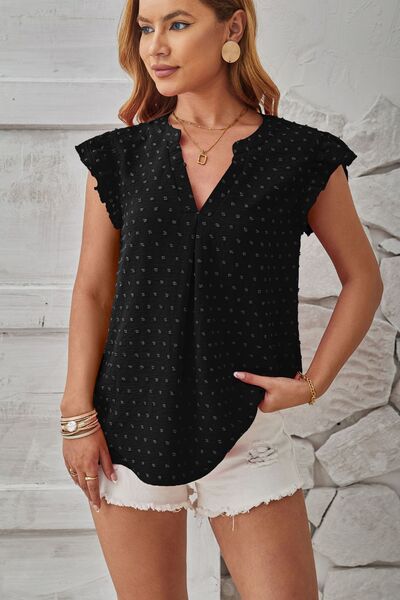 Swiss Dot Ruffled Cap Sleeve T-Shirt - More Color Options - In Style Chics Boutique LLC