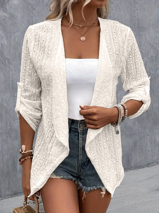 Eyelet Roll-Tab Sleeve Cardigan More Colors! - In Style Chics Boutique LLC