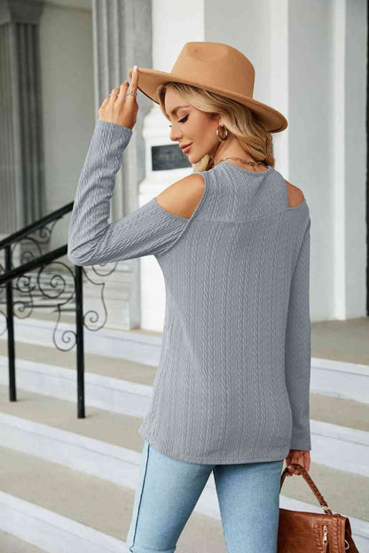 Dropped Shoulder Long Sleeve Blouse - More Colors! - In Style Chics Boutique LLC