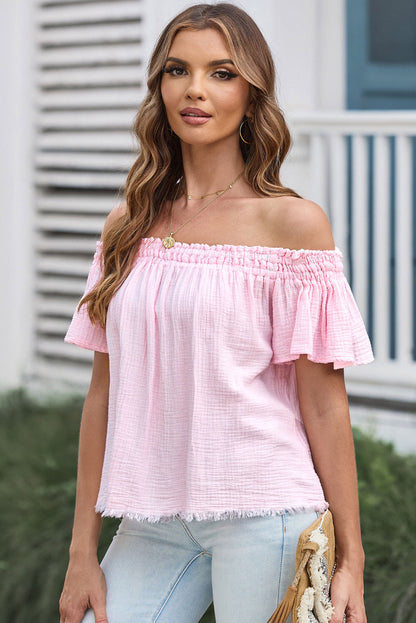 Off-Shoulder Short Sleeve Blouse More Colors! - In Style Chics Boutique LLC