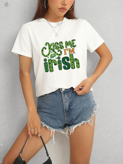 KISS ME I'M IRISH Round Neck T-Shirt - In Style Chics Boutique LLC