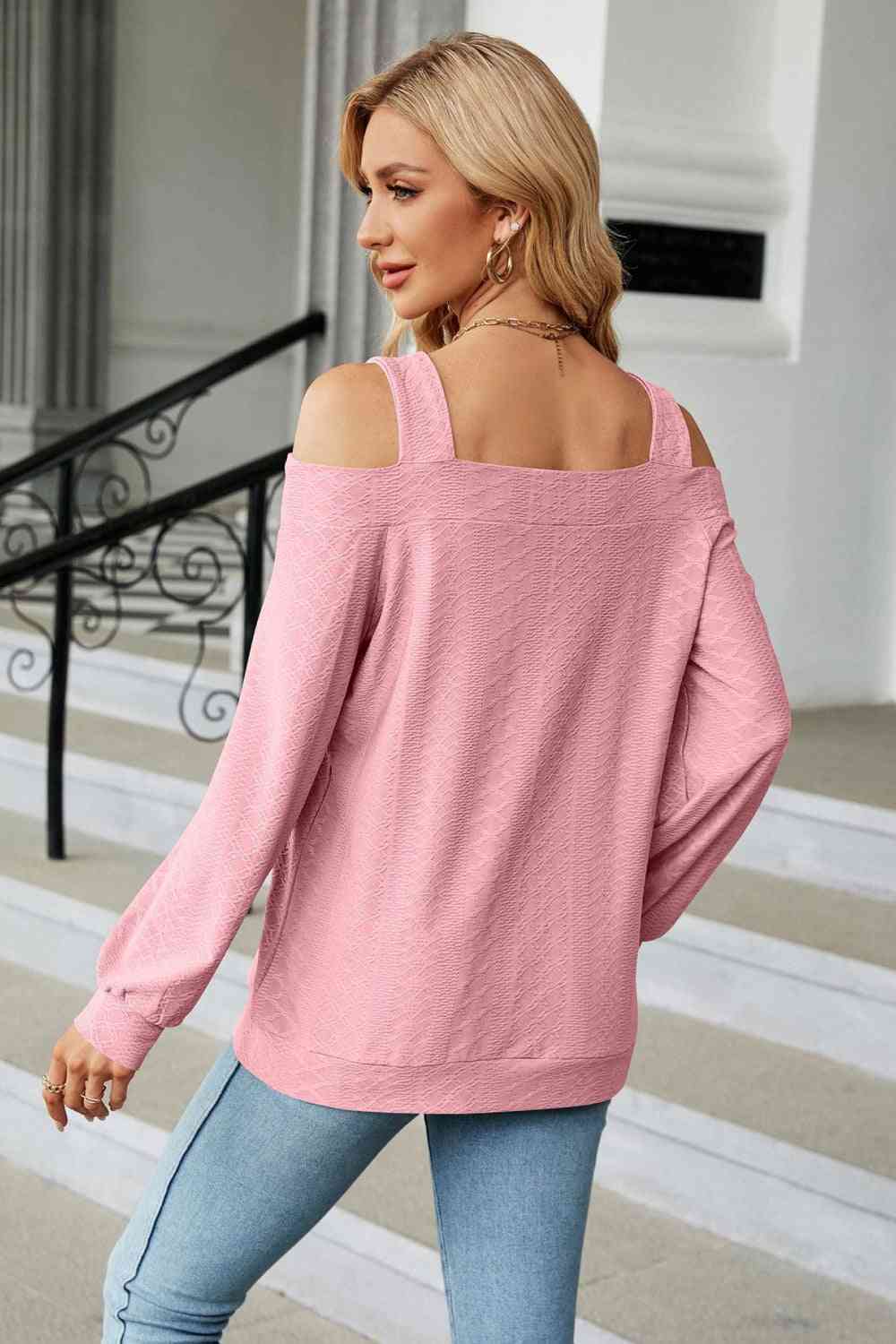 Cold Shoulder Square Neck Cutout Blouse - More Colors! - In Style Chics Boutique LLC