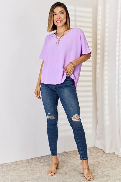 Zenana Texture Short Sleeve T-Shirt - In Style Chics Boutique LLC