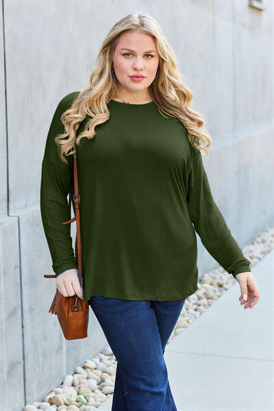 Basic Bae Full Size Round Neck Dropped Shoulder T-Shirt - More Colors! - In Style Chics Boutique LLC