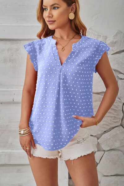 Swiss Dot Ruffled Cap Sleeve T-Shirt - More Color Options - In Style Chics Boutique LLC