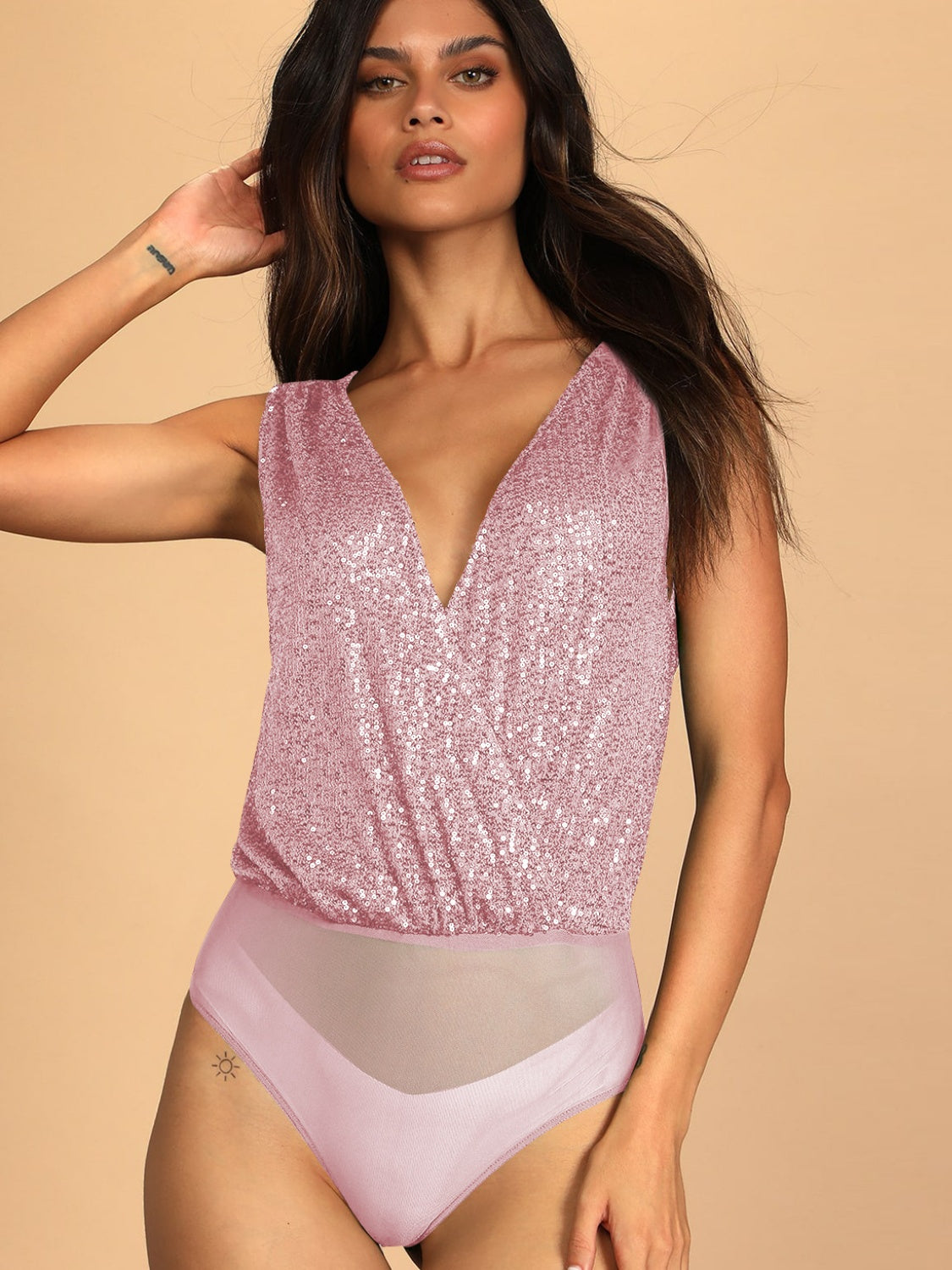 Sequin Surplice Sleeveless Bodysuit More Colors! - In Style Chics Boutique LLC