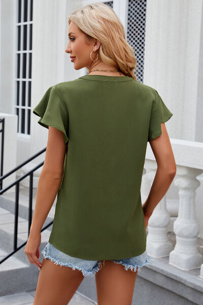 Notched Cap Sleeve T-Shirt - More Colors! - In Style Chics Boutique LLC