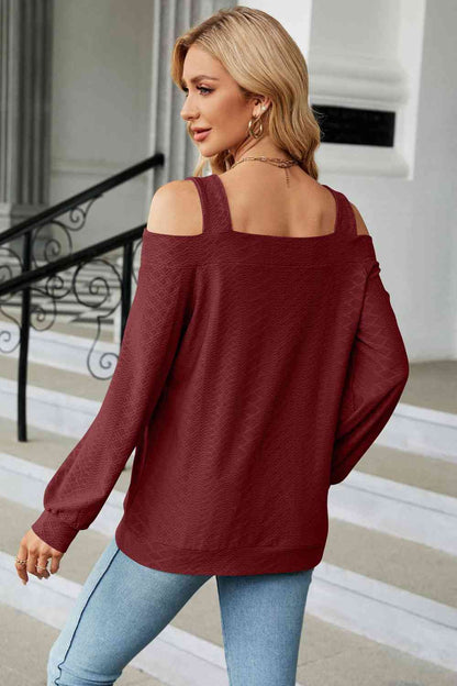 Cold Shoulder Square Neck Cutout Blouse - More Colors! - In Style Chics Boutique LLC